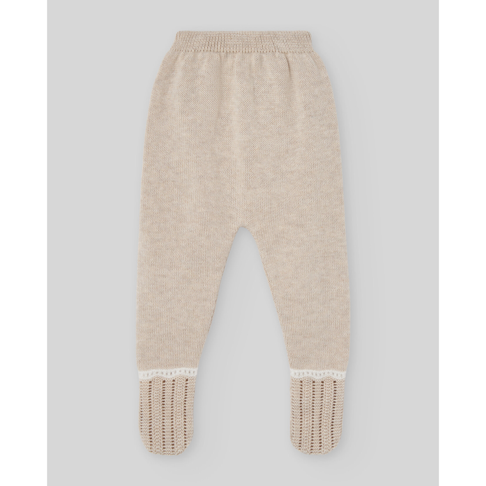 Paz Rodriguez KNIT NEWBORN LEGGINS "LUA" 016-124031 Light Brown/Cream B