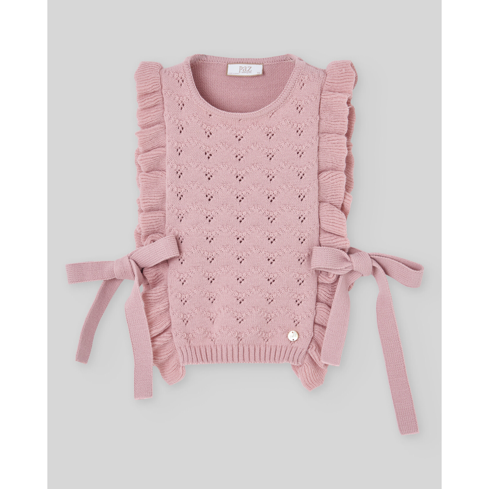Paz Rodriguez KNIT INFANT GIRL WAISTCOAT "LUMBRE" 030-133906 Mist Pink