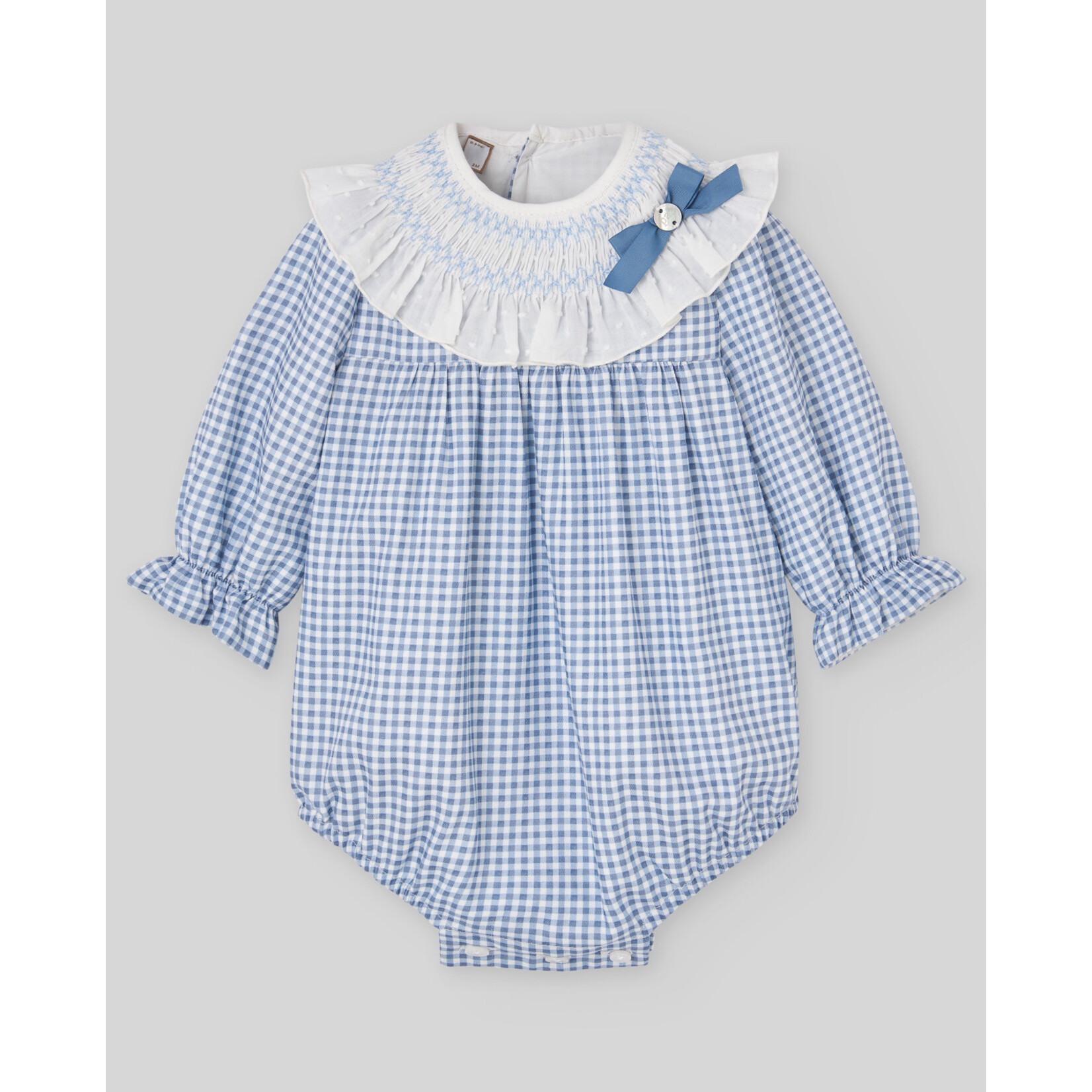 Paz Rodriguez WOVEN NEWBORN ROMPER "PONTE" 005-154071 Sapphire Blue