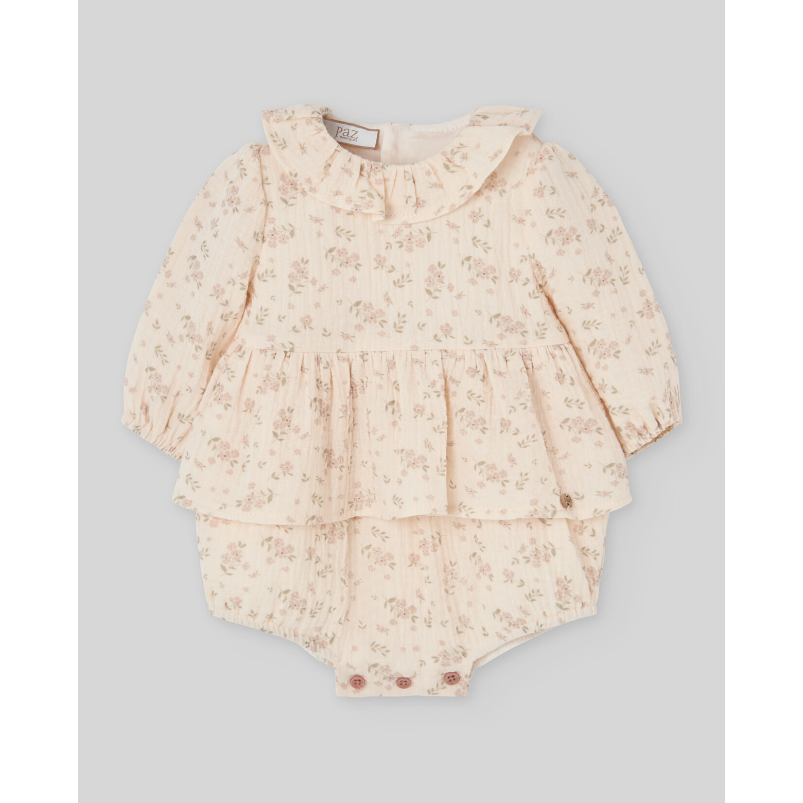 Paz Rodriguez WOVEN NEWBORN ROMPER "MONECA" 005-153888 Mist Pink