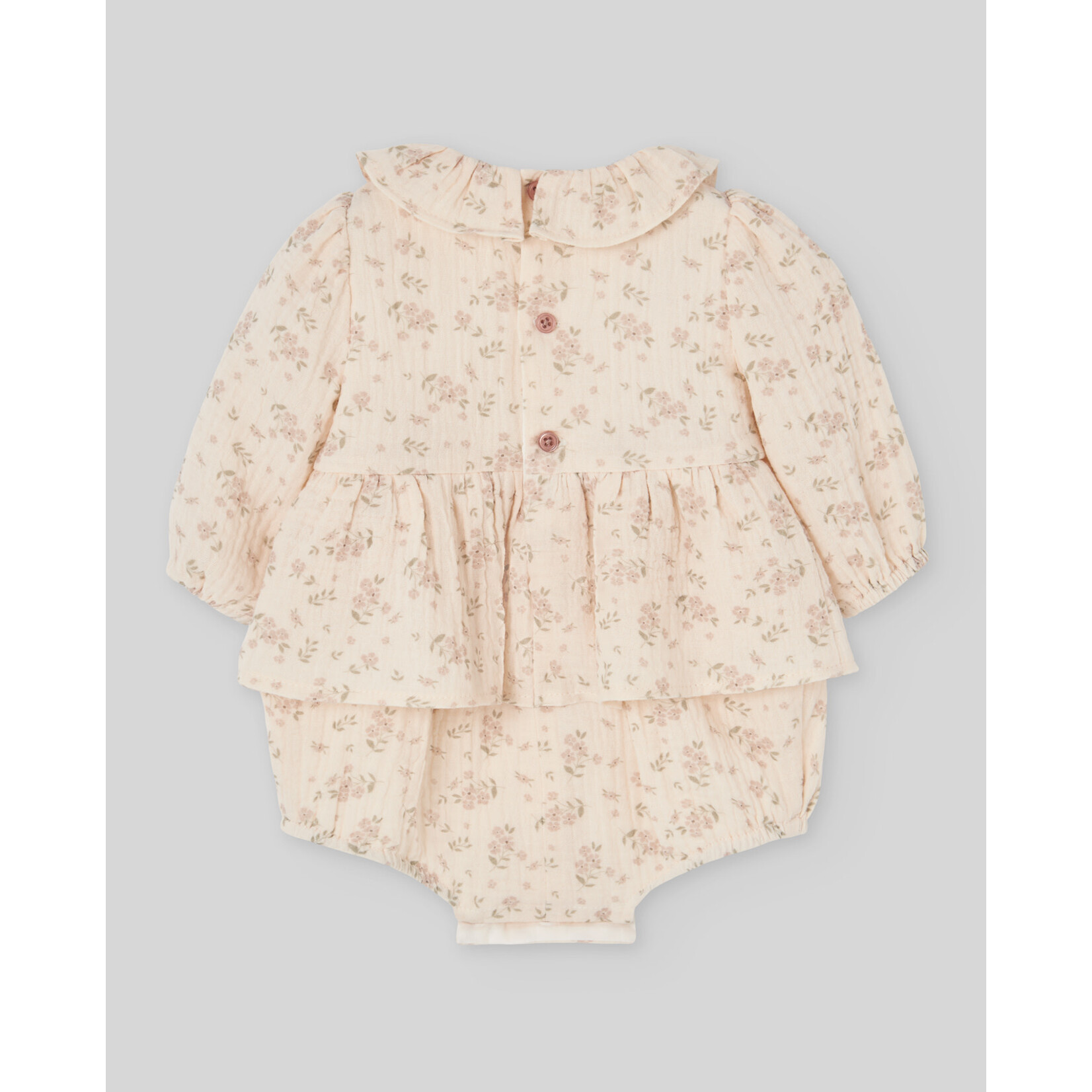 Paz Rodriguez WOVEN NEWBORN ROMPER "MONECA" 005-153888 Mist Pink
