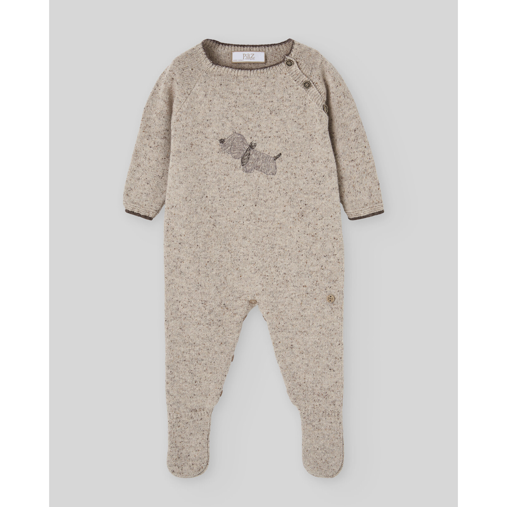 Paz Rodriguez KNIT NEWBORN ROMPER "NOZ" 005-134093 Capuccino
