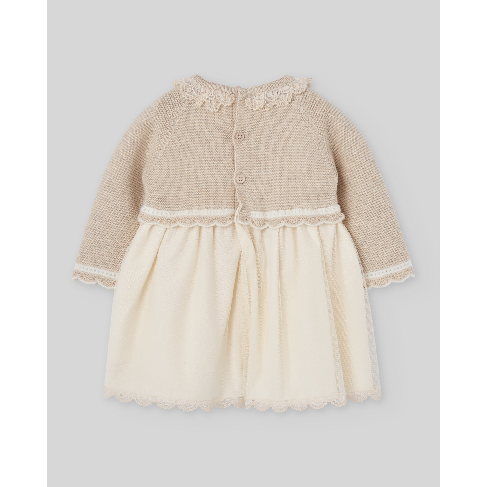 Paz Rodriguez KNIT NEWBORN DRESS "NAI" 004-114215 Light Pink/Cream