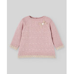 Paz Rodriguez KNIT NEWBORN SWEATER "VAL" 003-124110 Powder Pink/Light Brown