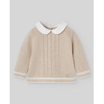 Paz Rodriguez KNIT NEWBORN SWEATER "LUA" 003-124032 Light Brown/Cream