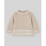 Paz Rodriguez KNIT NEWBORN SWEATER "LUA" 003-124030 Light Brown/Cream