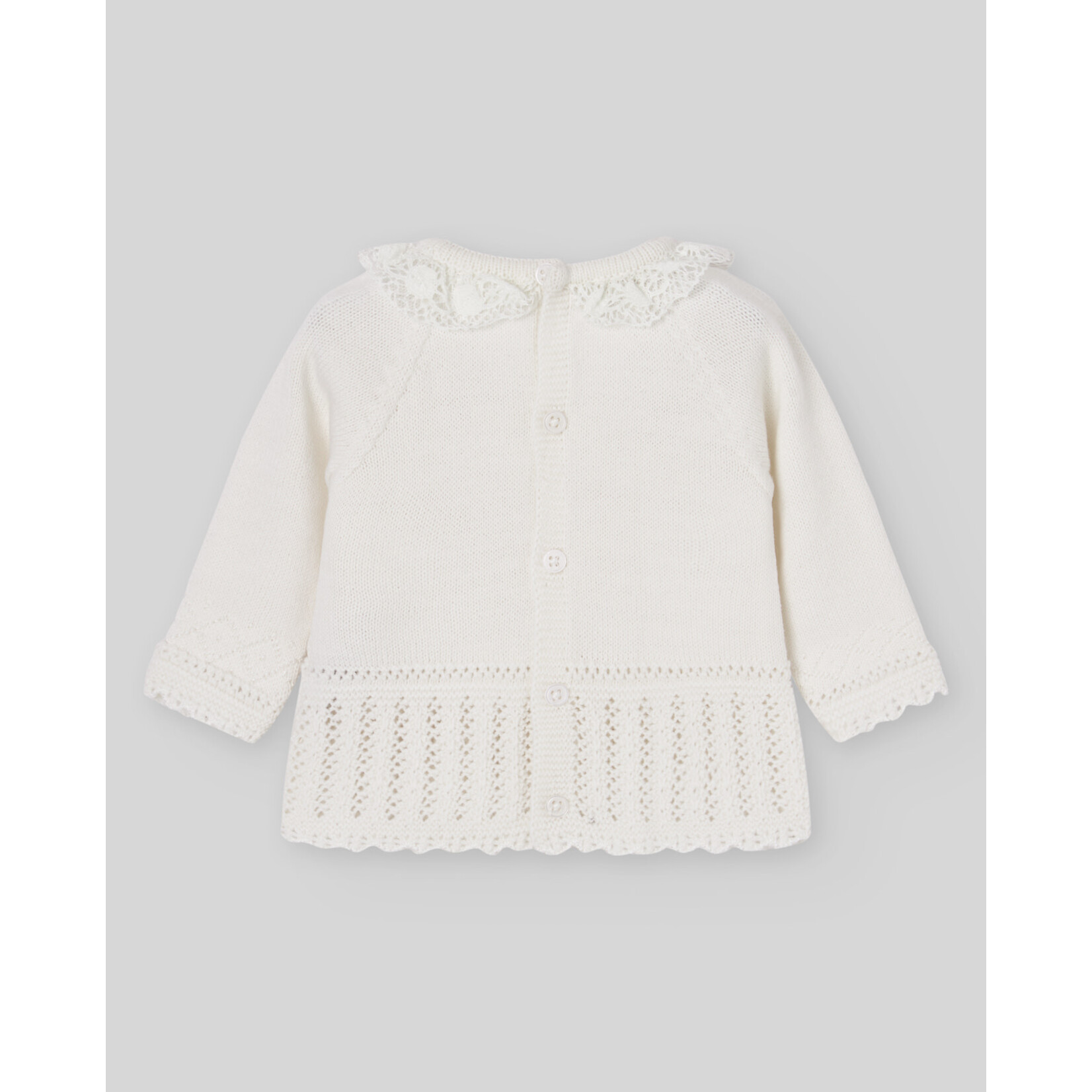 Paz Rodriguez KNIT NEWBORN SWEATER "PAZ OI 26-27" 003-114009 Cream/Cream