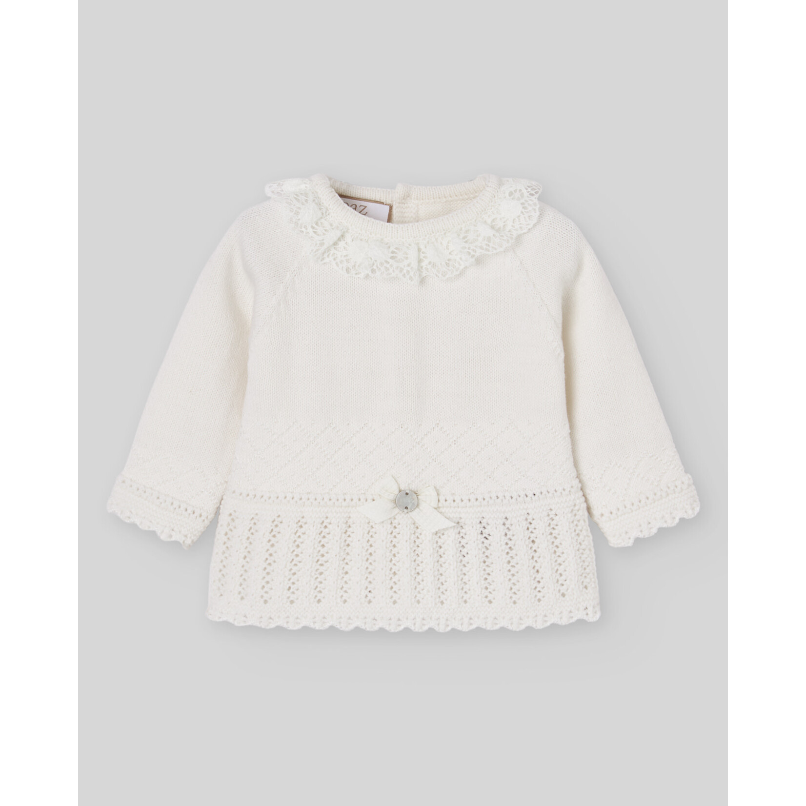 Paz Rodriguez KNIT NEWBORN SWEATER "PAZ OI 26-27" 003-114009 Cream/Cream