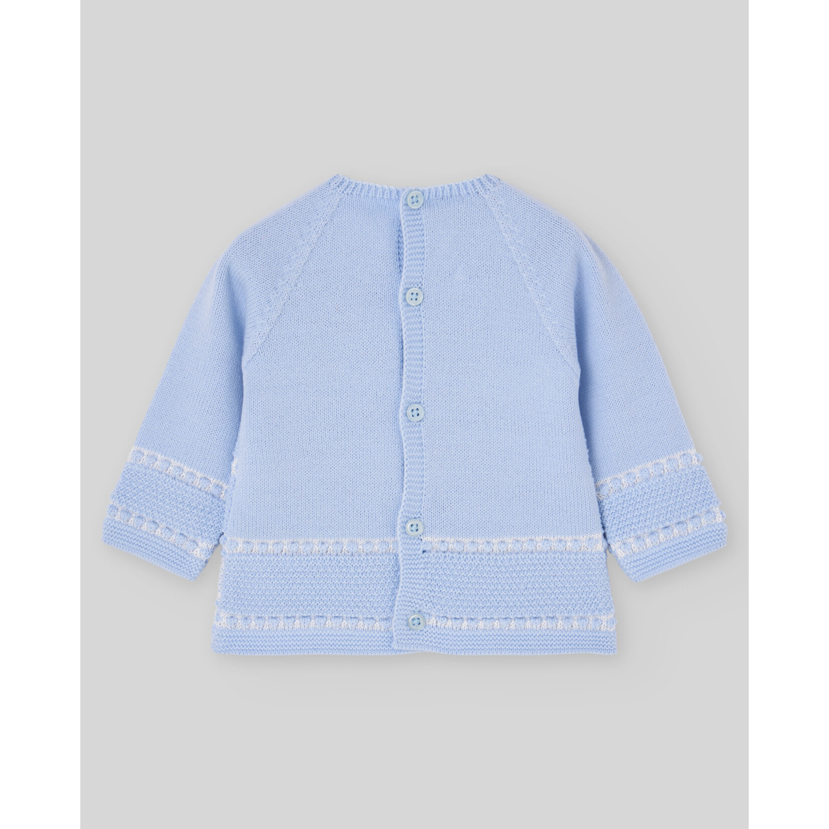 Paz Rodriguez KNIT NEWBORN SWEATER "FOGAR" 003-113912 Light Blue/Cream