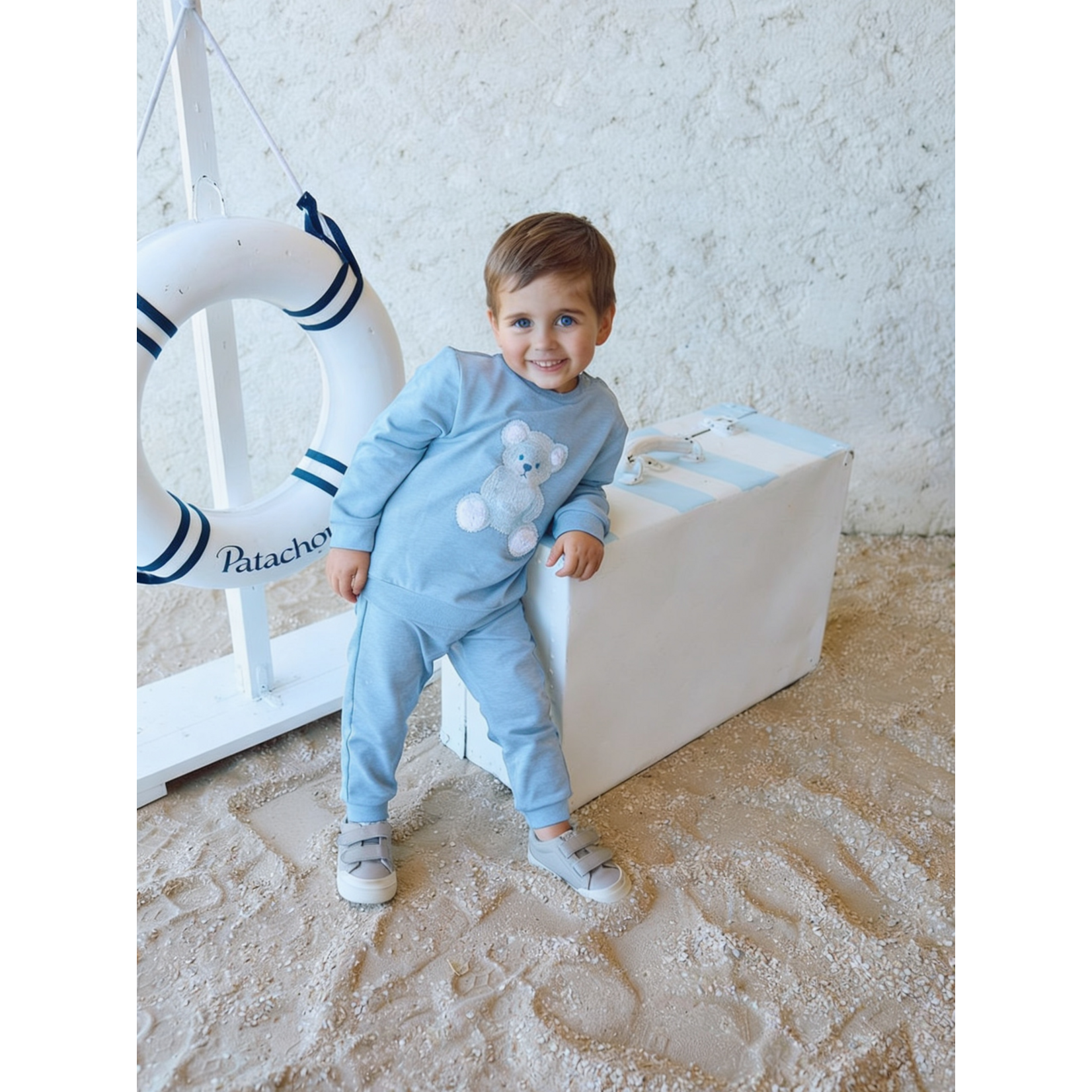 Patachou JERSEY SET BEAR BOY LIGHT BLUE INDIGO