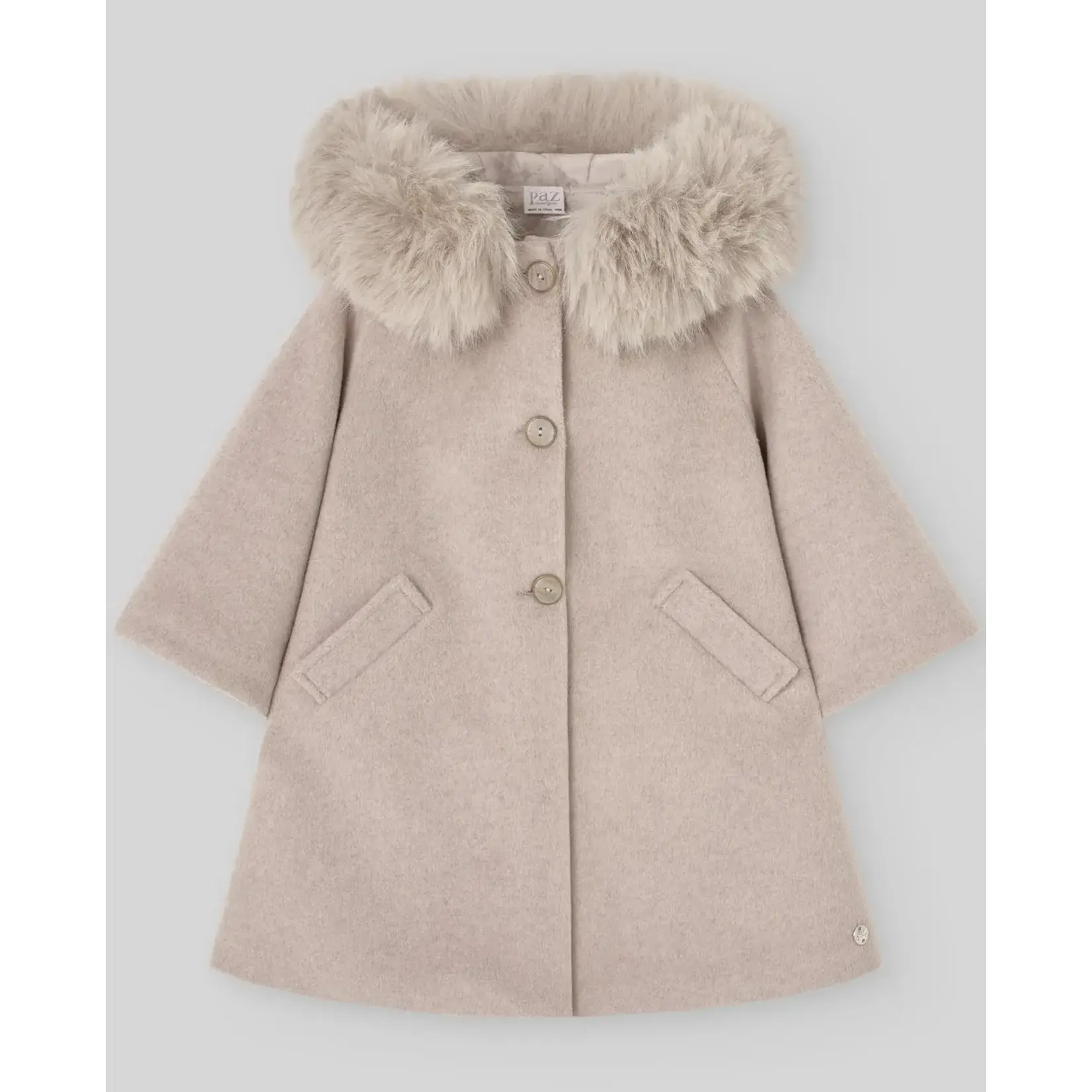 Paz Rodriguez WOVEN NEWBORN COAT "ESENCIAL" 009-152001 Hazelnut