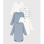 Petit Bateau Setje van katoenen body's met lange mouw en walvisprint voor baby's