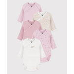 Petit Bateau Set van katoenen babyrompertjes met lange mouwen en print Roze