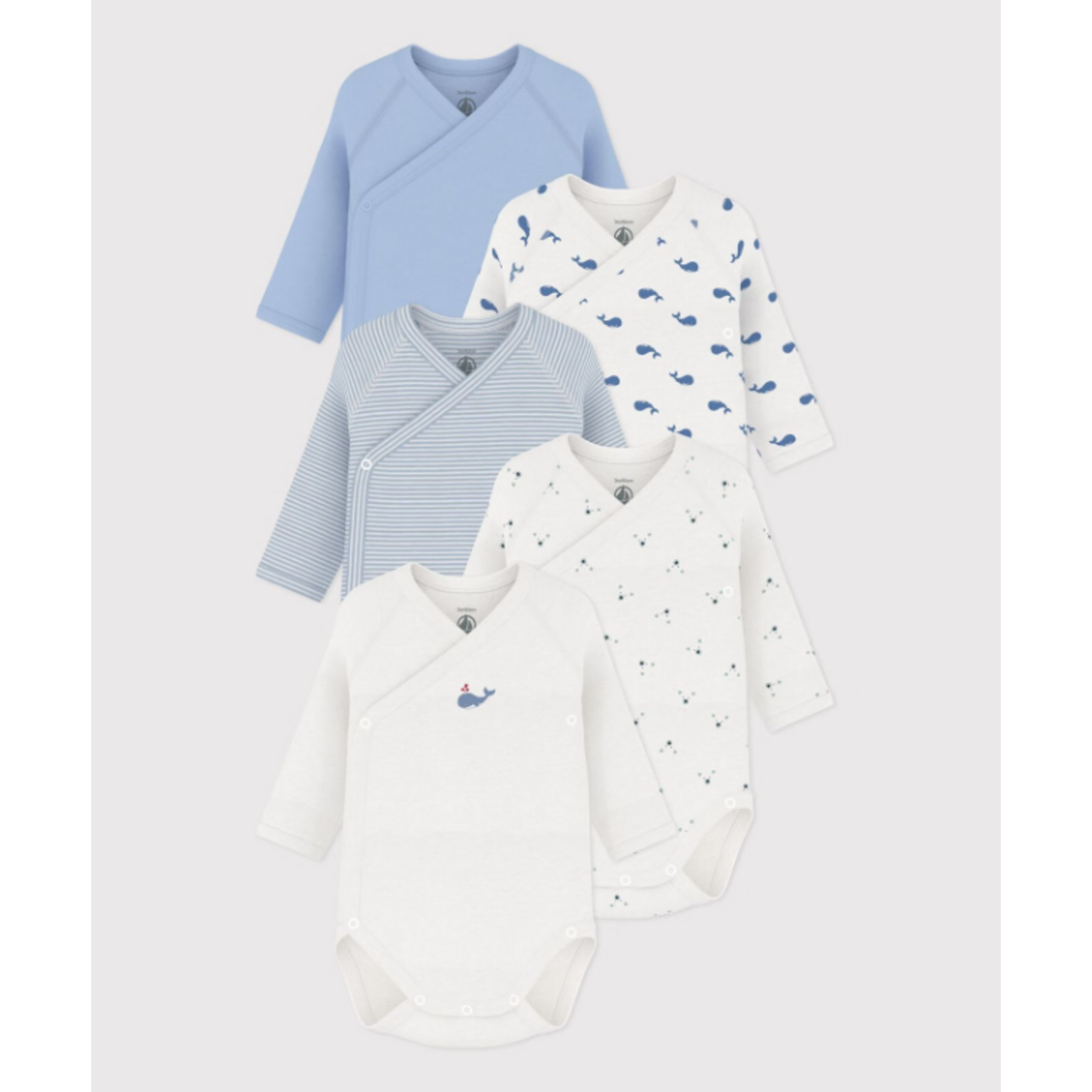 Petit Bateau Set van katoenen babyrompertjes met lange mouwen en print  Blauw