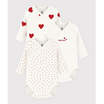 Petit Bateau Set met body's met lange mouwen voor baby's (unisex), van katoen met hartjesprint