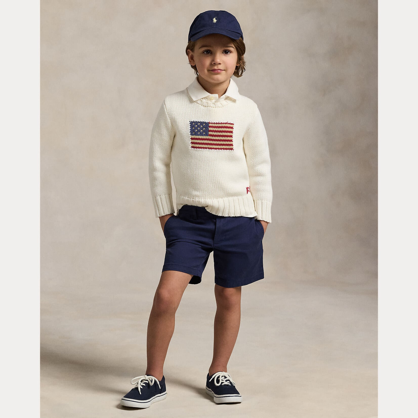 Ralph Lauren THE ICONIC FLAG SWEATER NEVIS WHITE