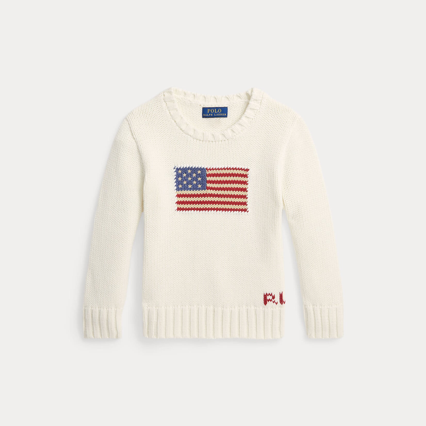 Ralph Lauren THE ICONIC FLAG SWEATER NEVIS WHITE