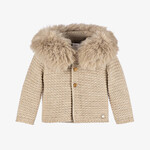 Paz Rodriguez KNIT NEWBORN COAT "ESENCIAL"  Sand