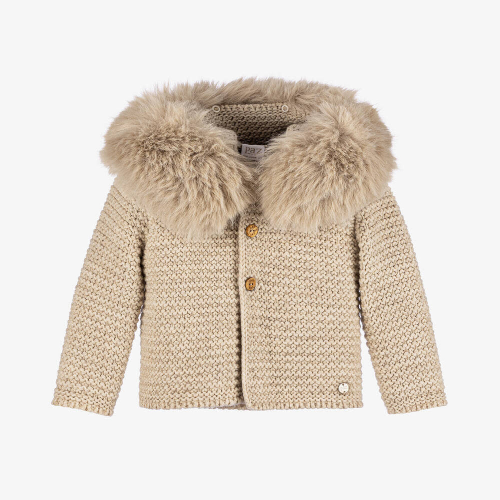 Paz Rodriguez KNIT NEWBORN COAT "ESENCIAL"  Sand