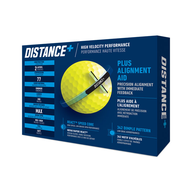 TaylorMade Distance+ golfbal geel