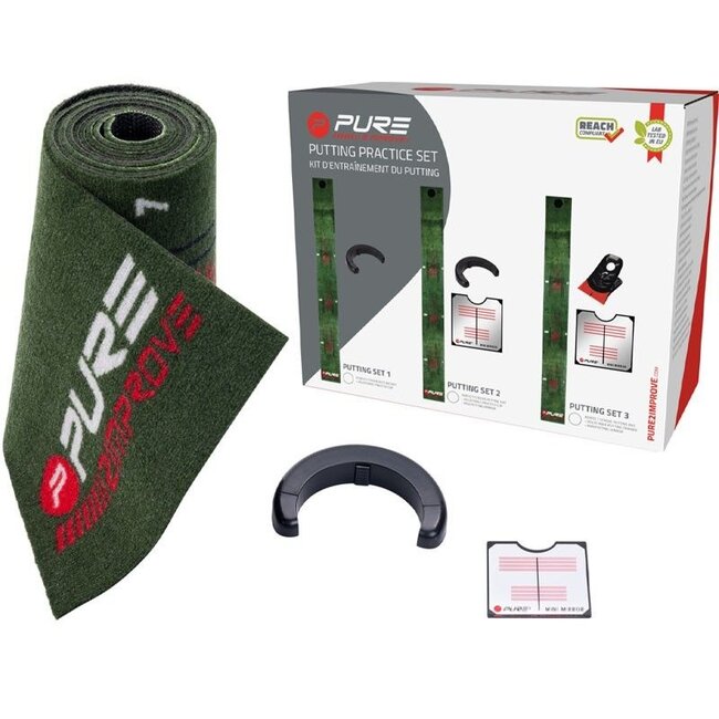 Pure2Improve - Stroke Puttingmat - 275 x 30 cm - Practice Cup - Mini Mirror