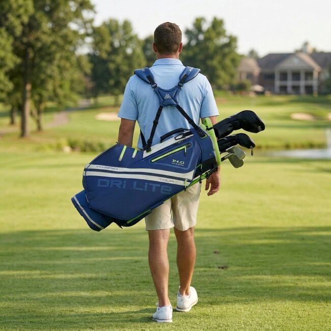 Big Max Dri Lite Hybrid Tour 2 Stand Bag Navy lime