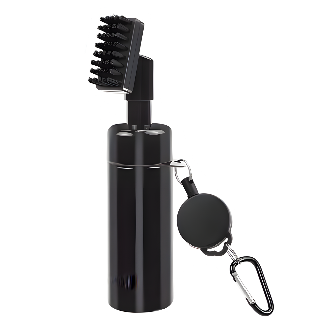 Golfborstel met waterreservoir en uitschuifbare clip zwart