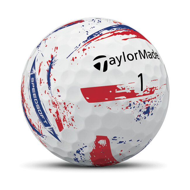 TaylorMade SpeedSoft ink blauw rood golfbal