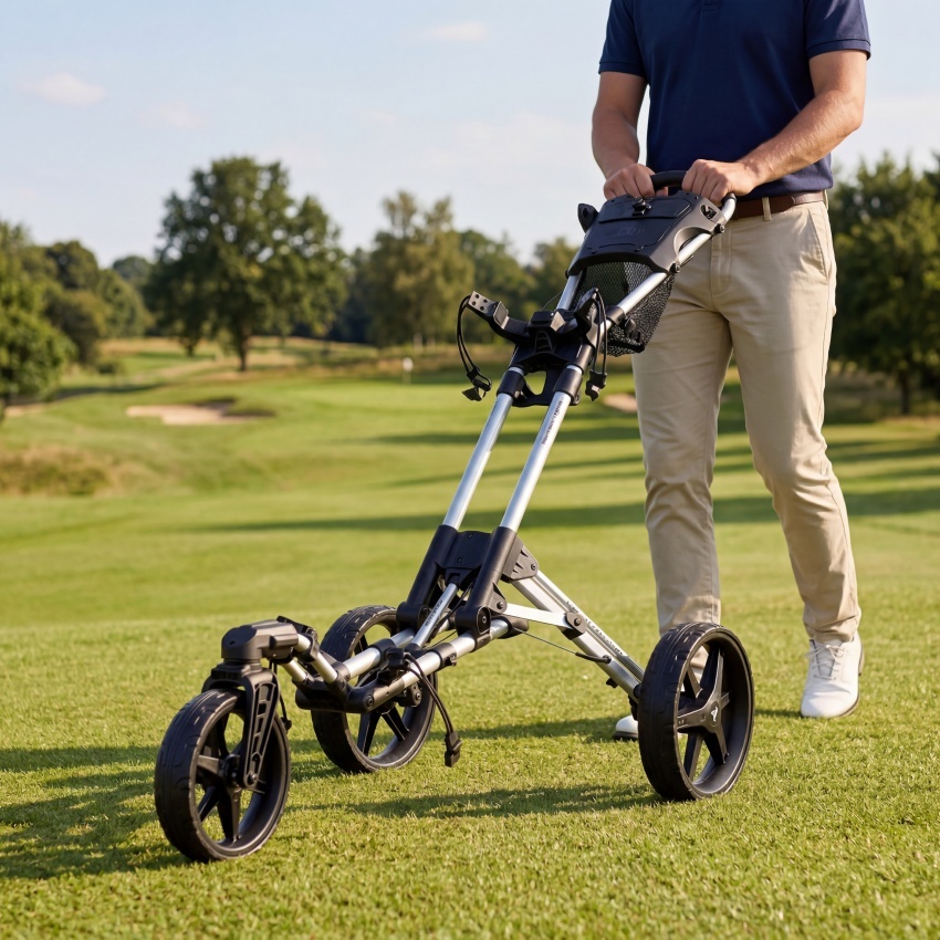 Fastfold Flex 360 Golftrolley met 3 wielen zilver zwart
