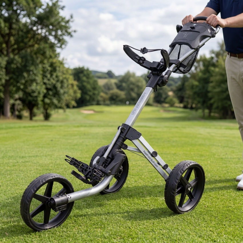 Fastfold Mission 5.0 Golftrolley met 3 wielen zilver zwart