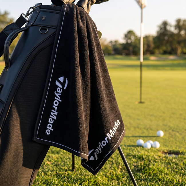 TaylorMade golf giftset met witte pet zwarte handdoek en borstel