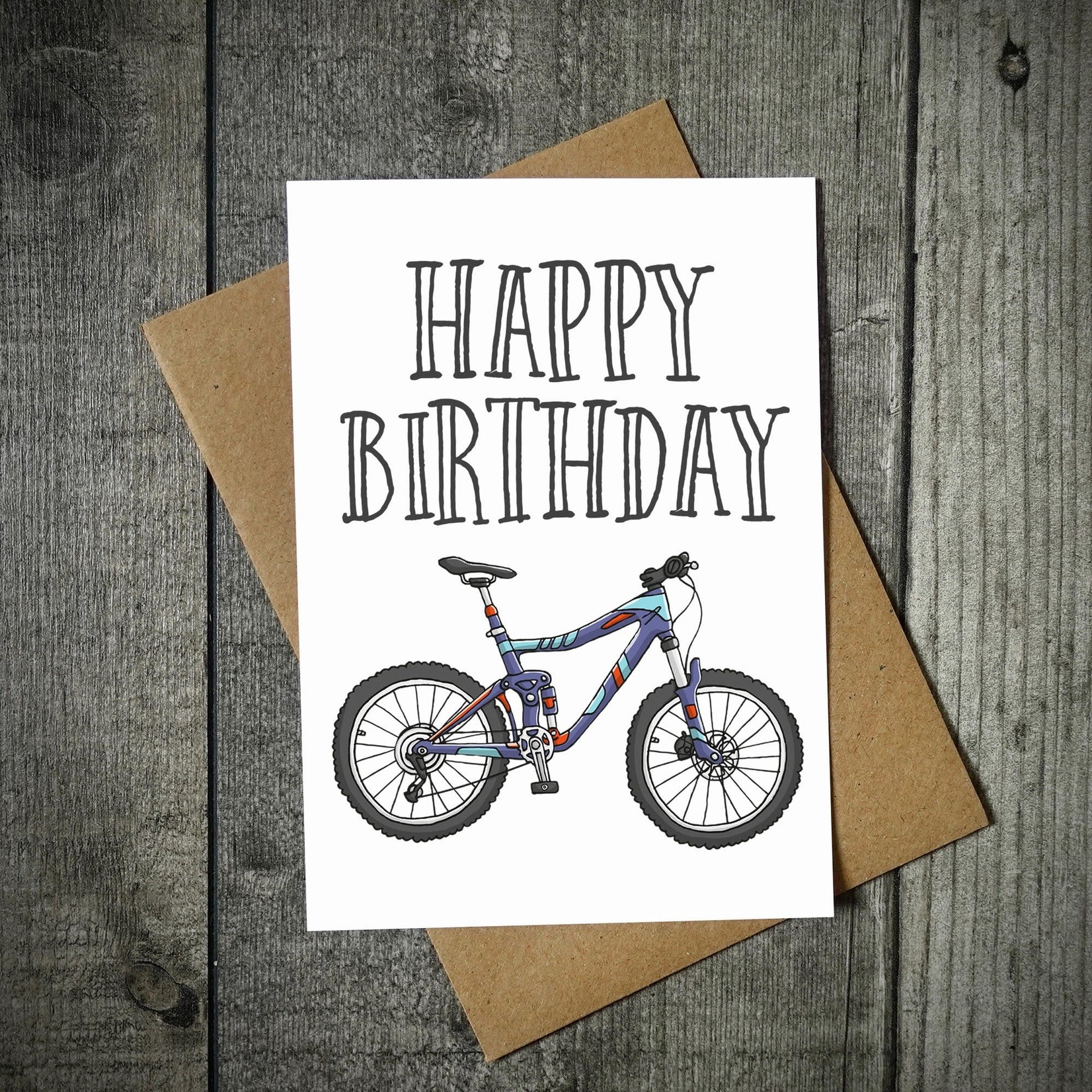 EllieBeanPrints Happy Birthday Mountain Bike Card