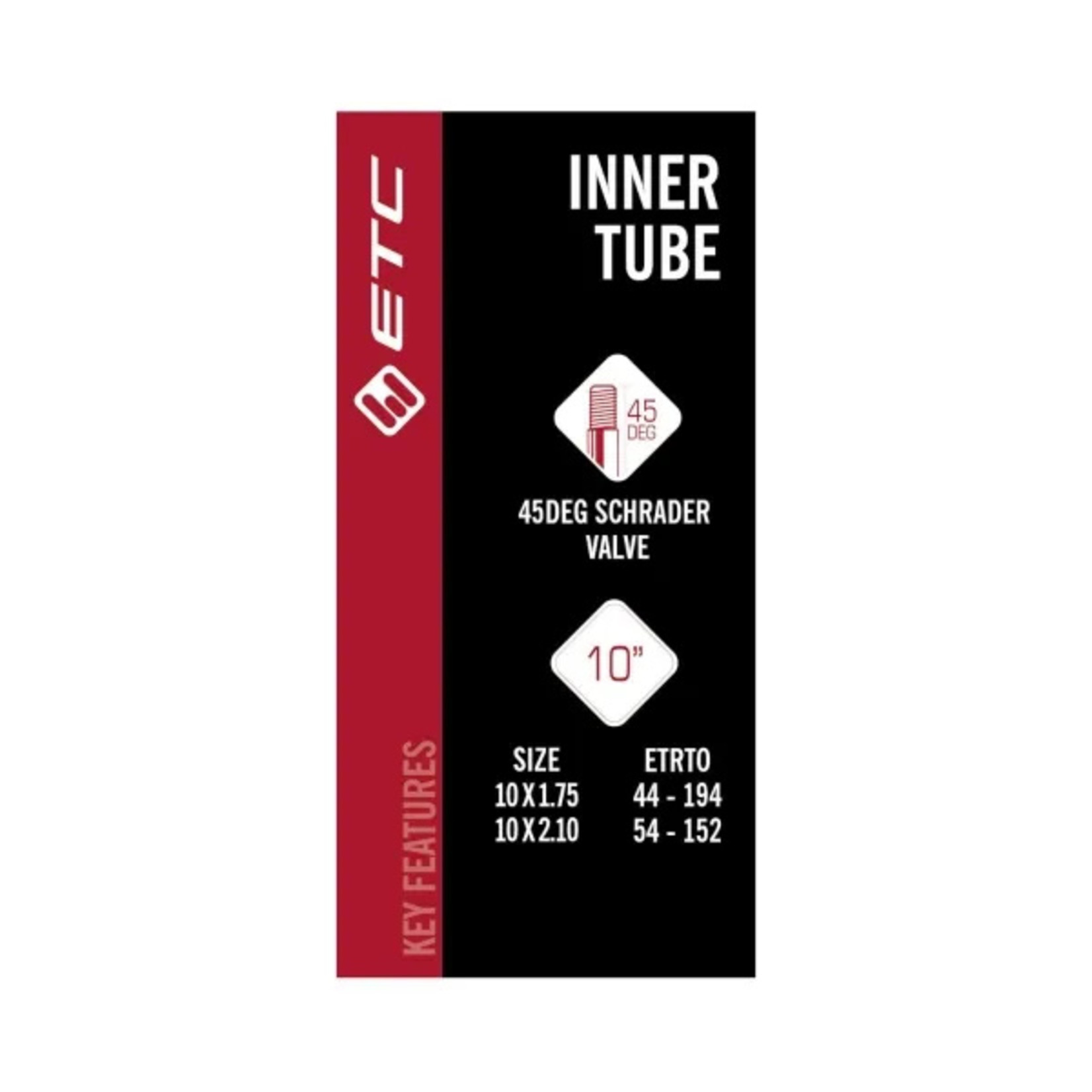 ETC ETC Inner Tube 10 X 1.75-2.10 Schrader Valve 45 Degree