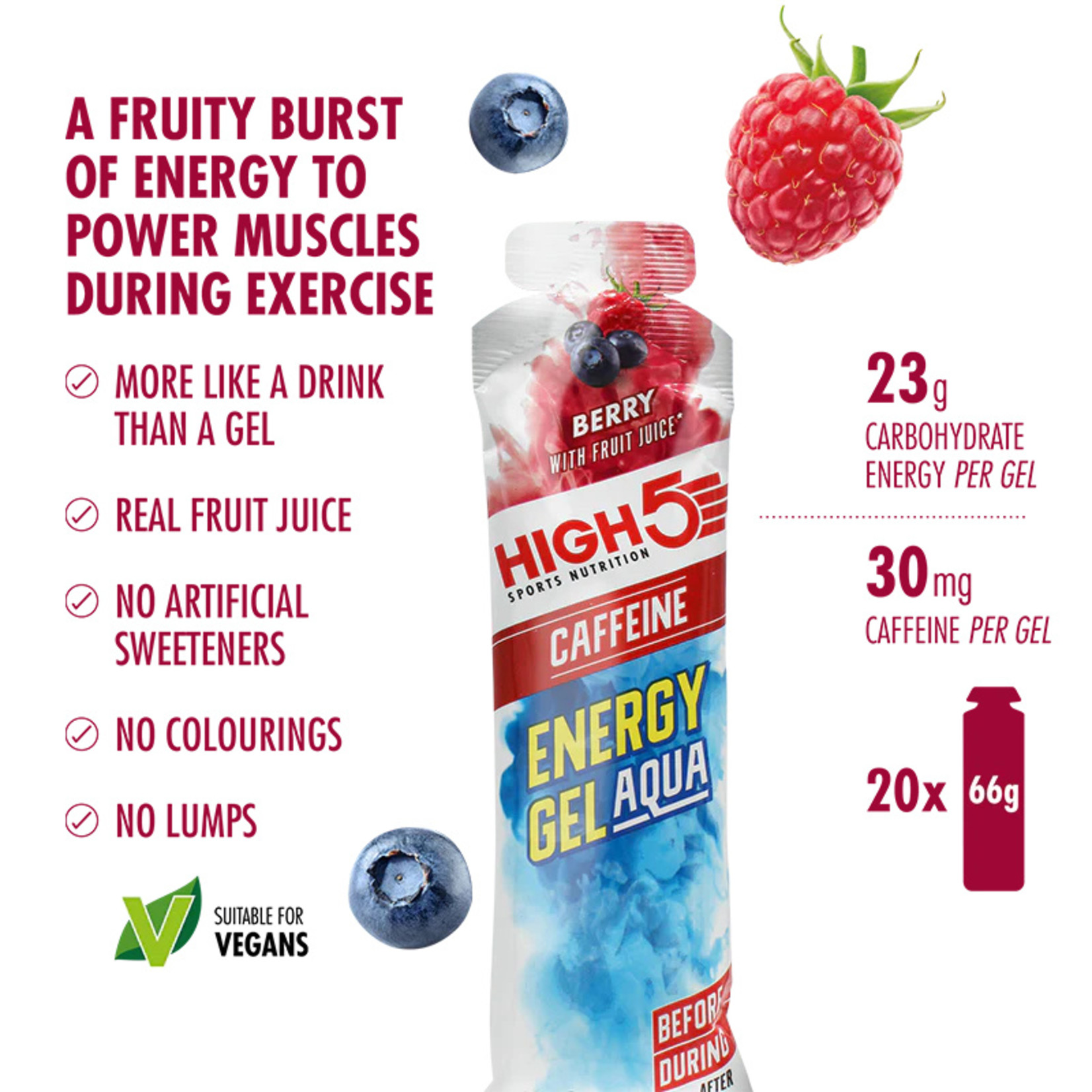 High 5 High5 Energy Gel Aqua Caffeine Berry