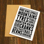 EllieBeanPrints MOUNTAIN BIKES THOUGHTS CYCLING GREETINGS CARD