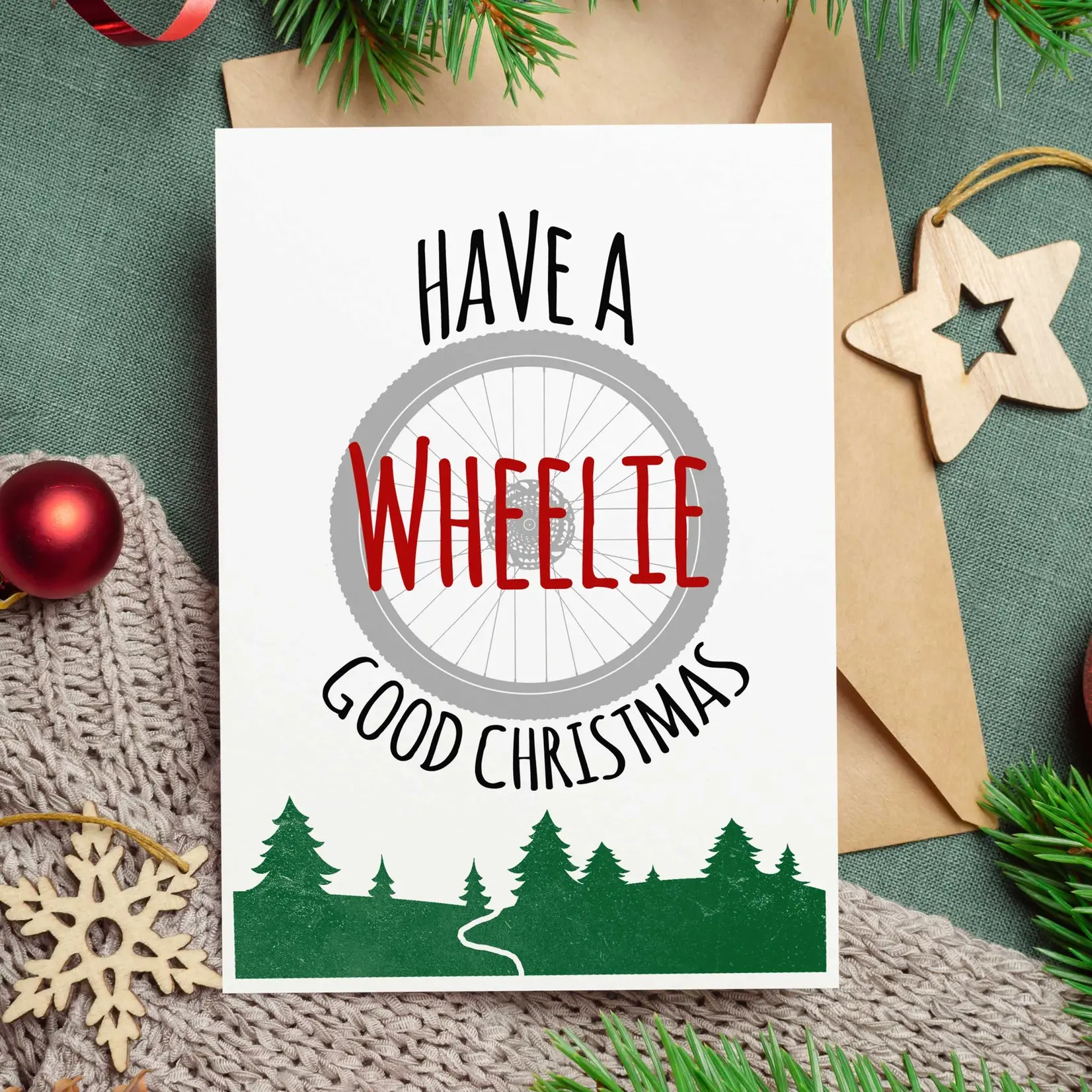 EllieBeanPrints HAVE A WHEELIE GOOD CHRISTMAS - CYCLING CHRISTMAS CARD