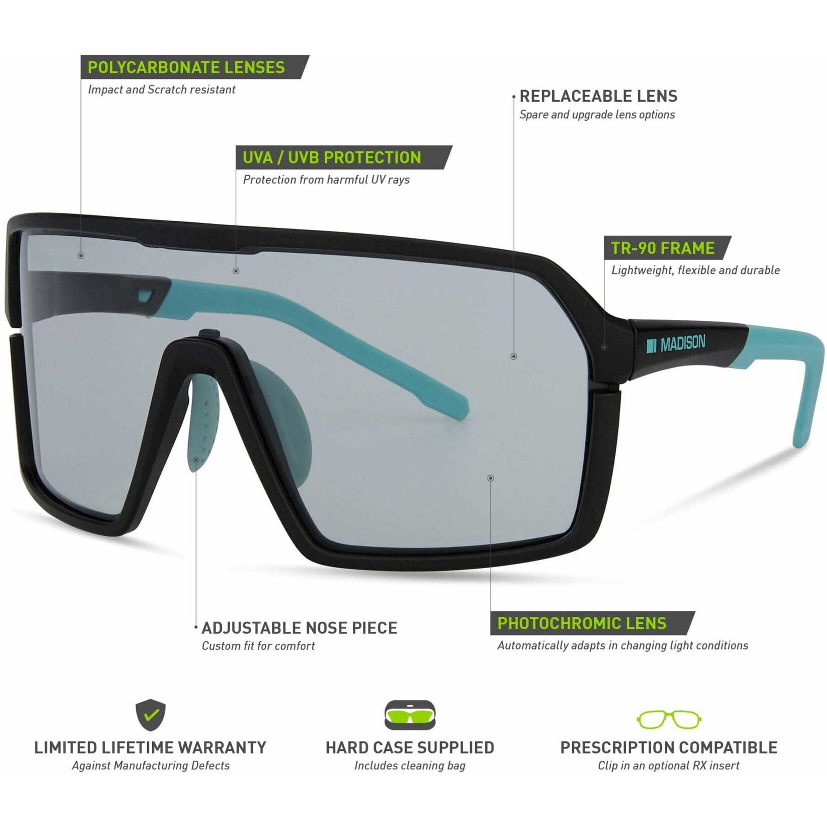 Madison Madison Crypto Sunglasses Matt Black Frame/Photochromic lens (cat 1 - 3)