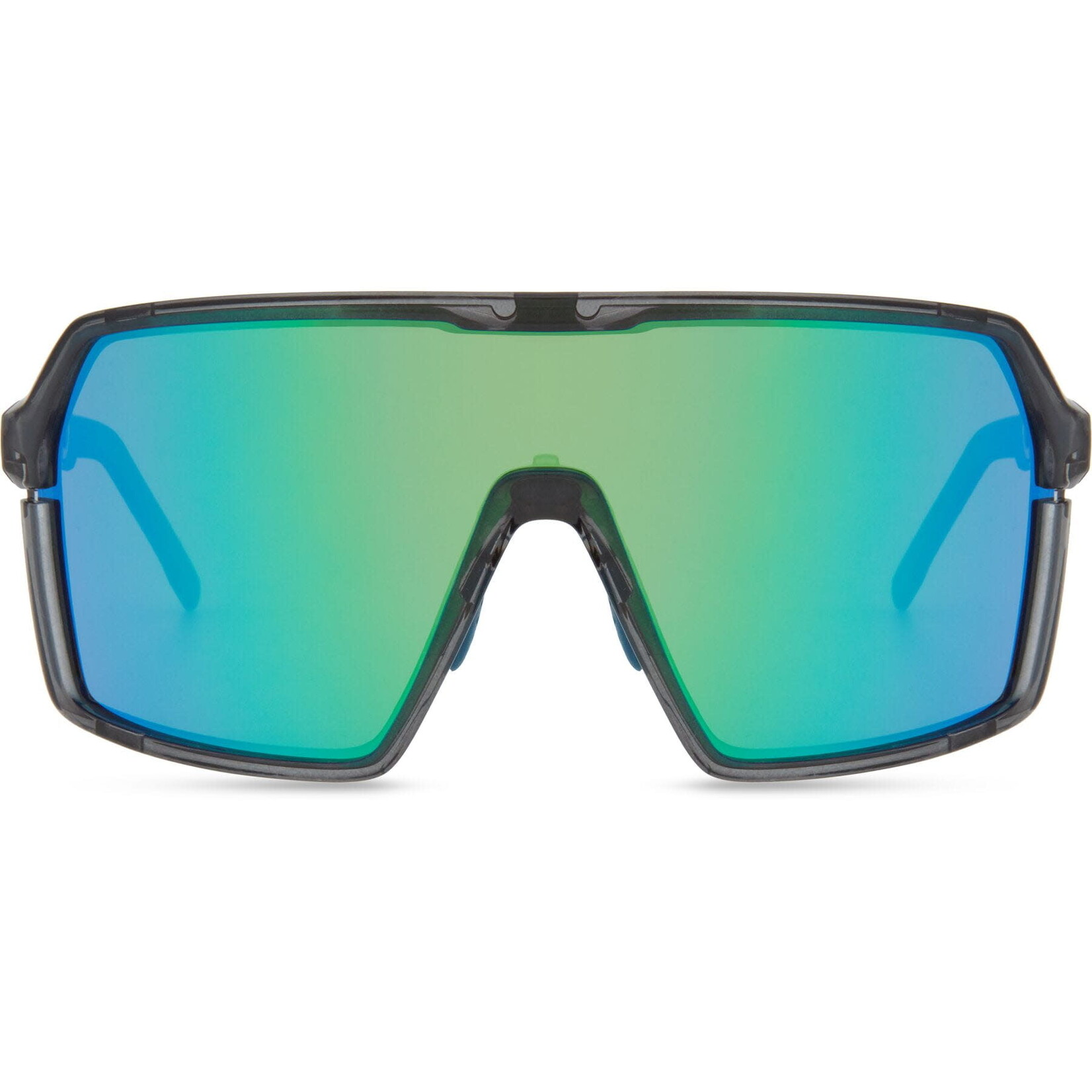 Madison Madison Crypto Sunglasses - Crystal Gloss Smoke Frame/Green Mirror Lens