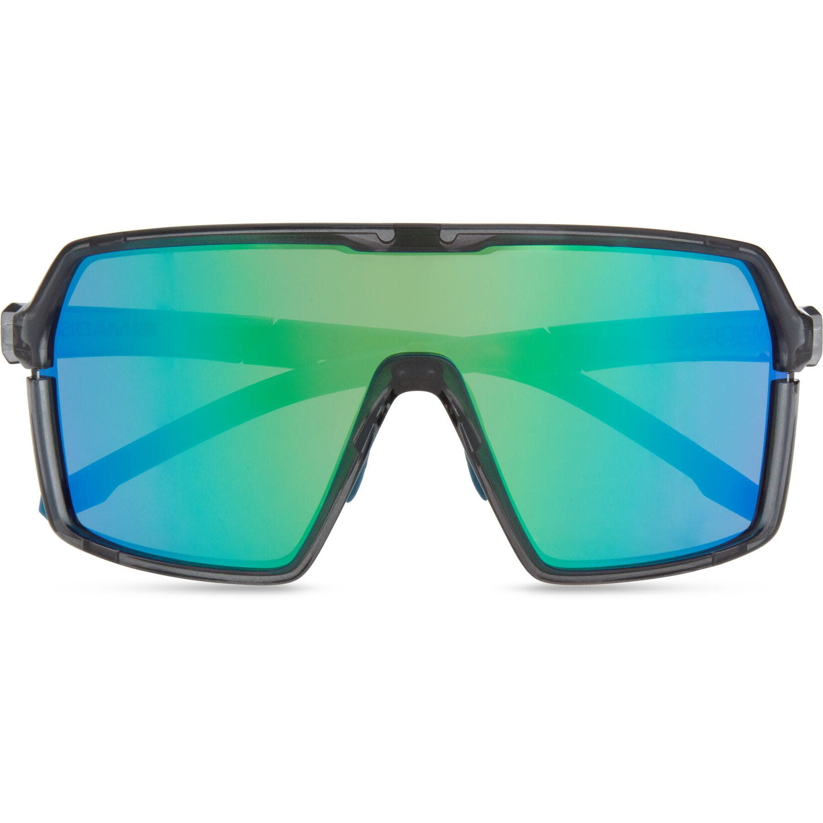 Madison Madison Crypto Sunglasses - Crystal Gloss Smoke Frame/Green Mirror Lens