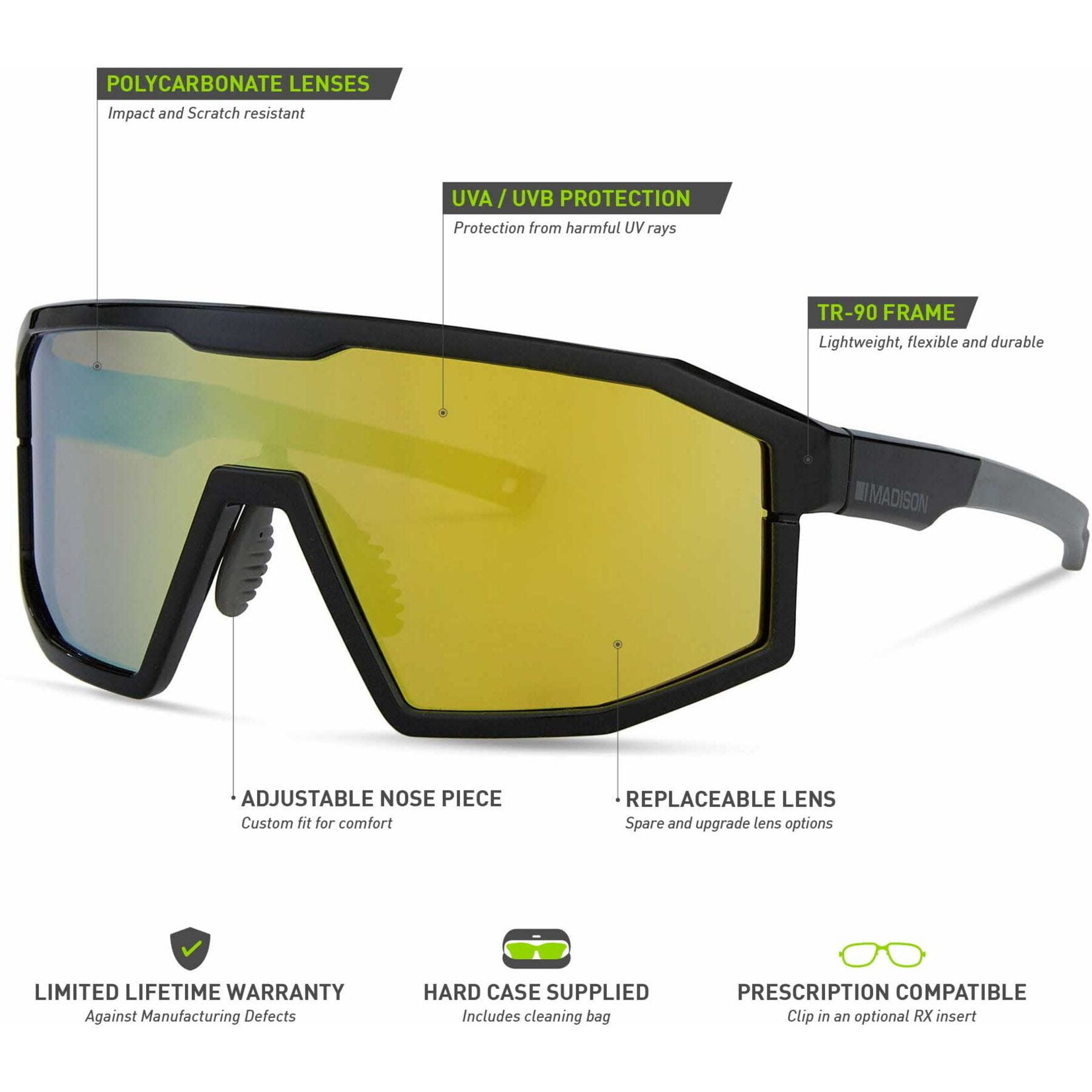 Madison Madison Enigma Sunglasses Gloss black / Bronze mirror