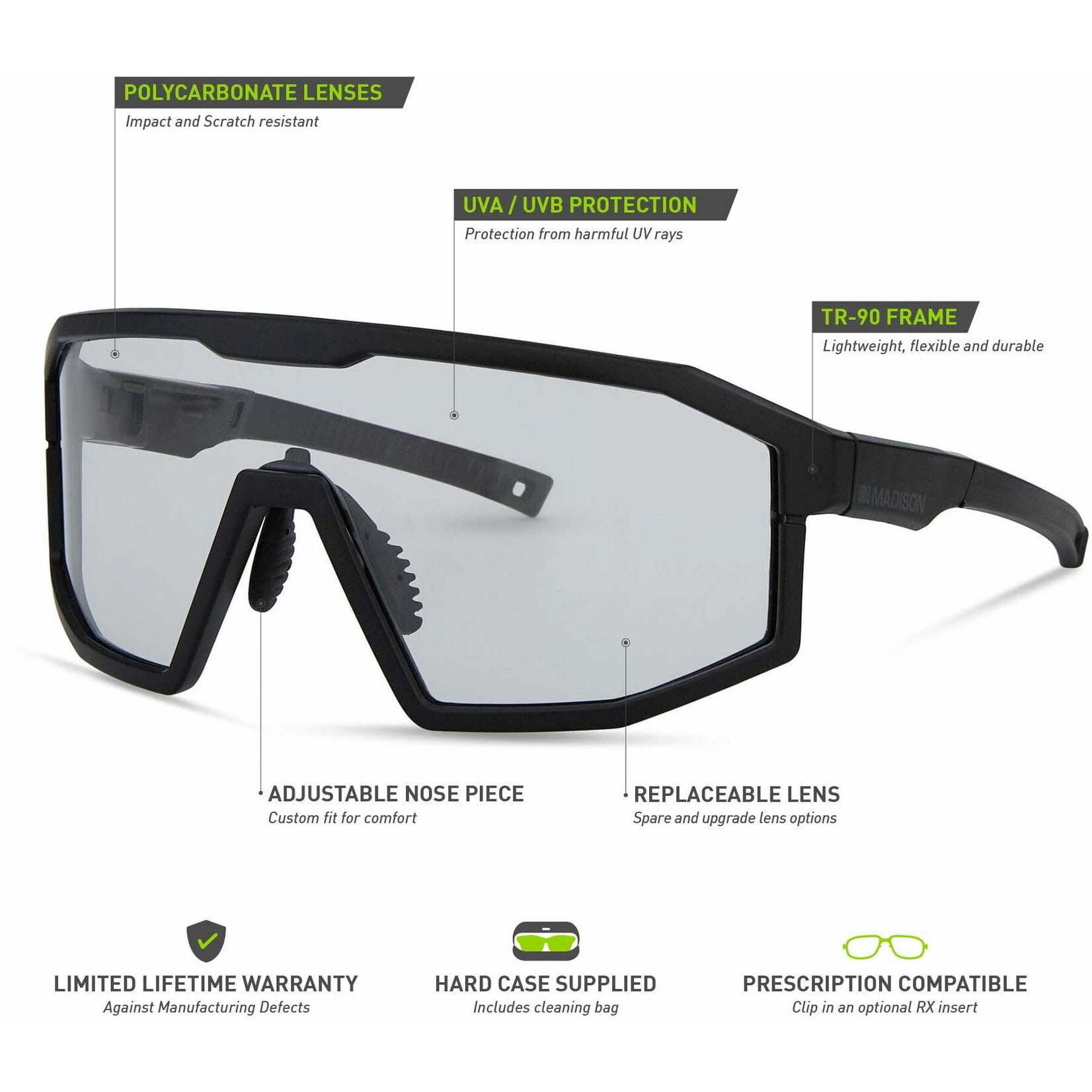 Madison Madison Enigma Sunglasses Matt Black Frame Clear Lens