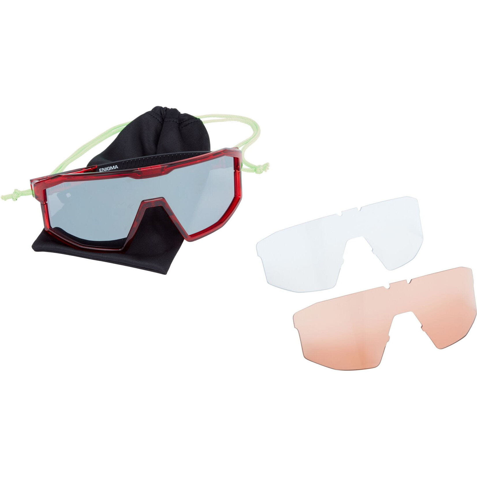 Madison Madison Enigma Sunglasses 3 pack Crystal Gloss Red Frame/Black Mirror/Amber/Clear lenses