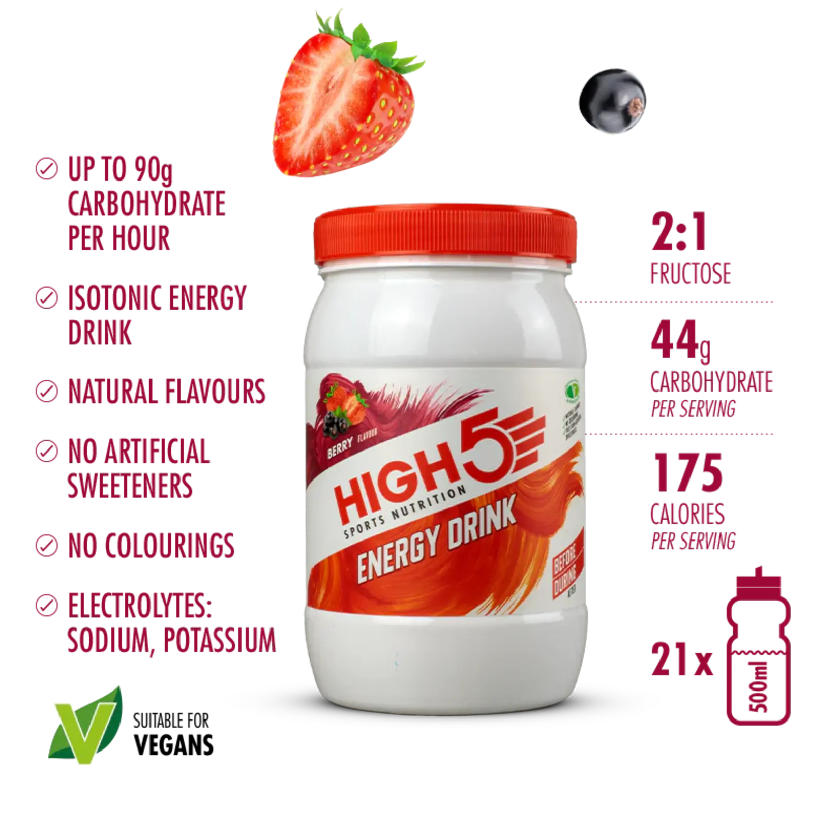High 5 High5 Energy Drink Berry 1KG Tub