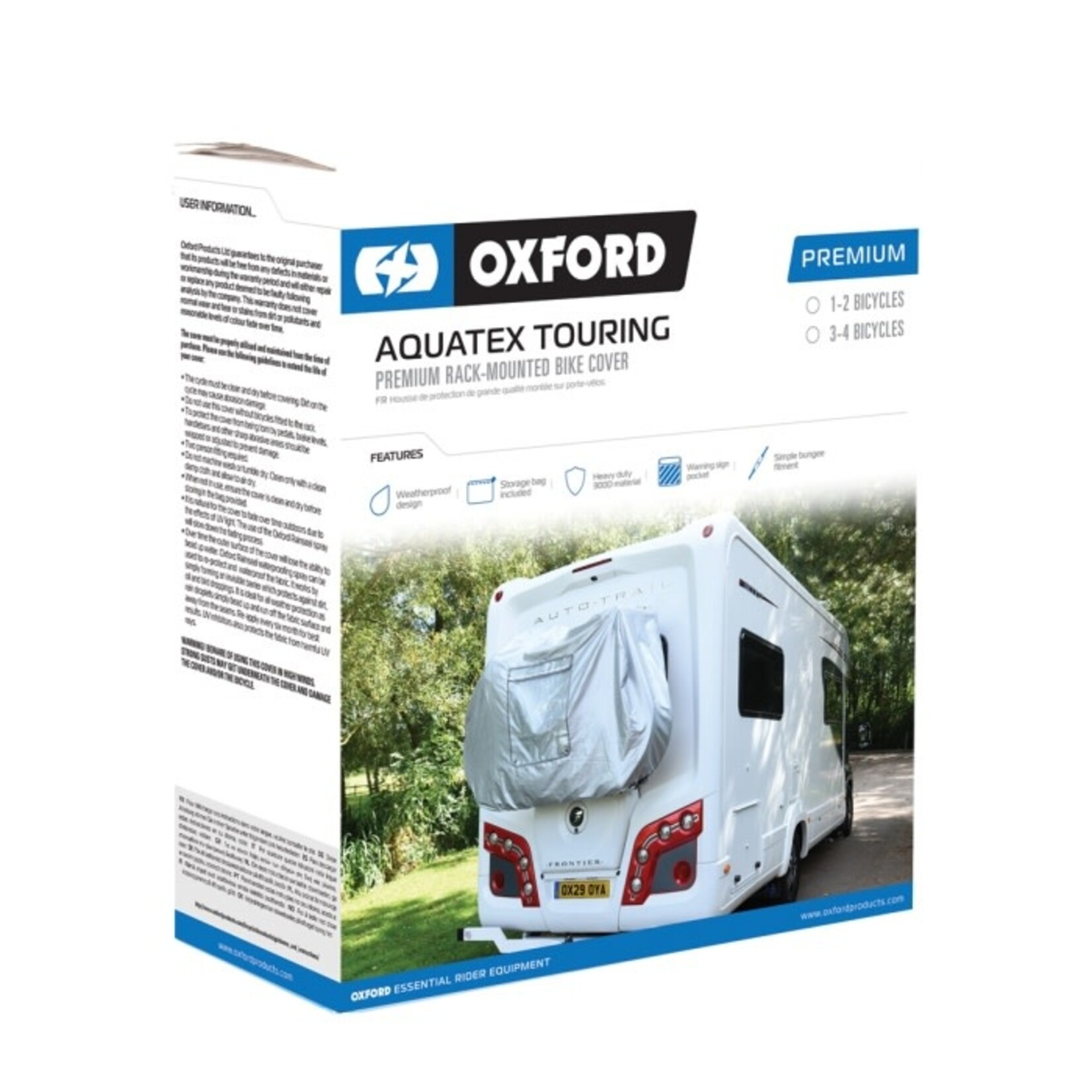 Oxford Oxford Aquatic Touring Premium Rack -Mounted Bike Cover  1/2 Bikes