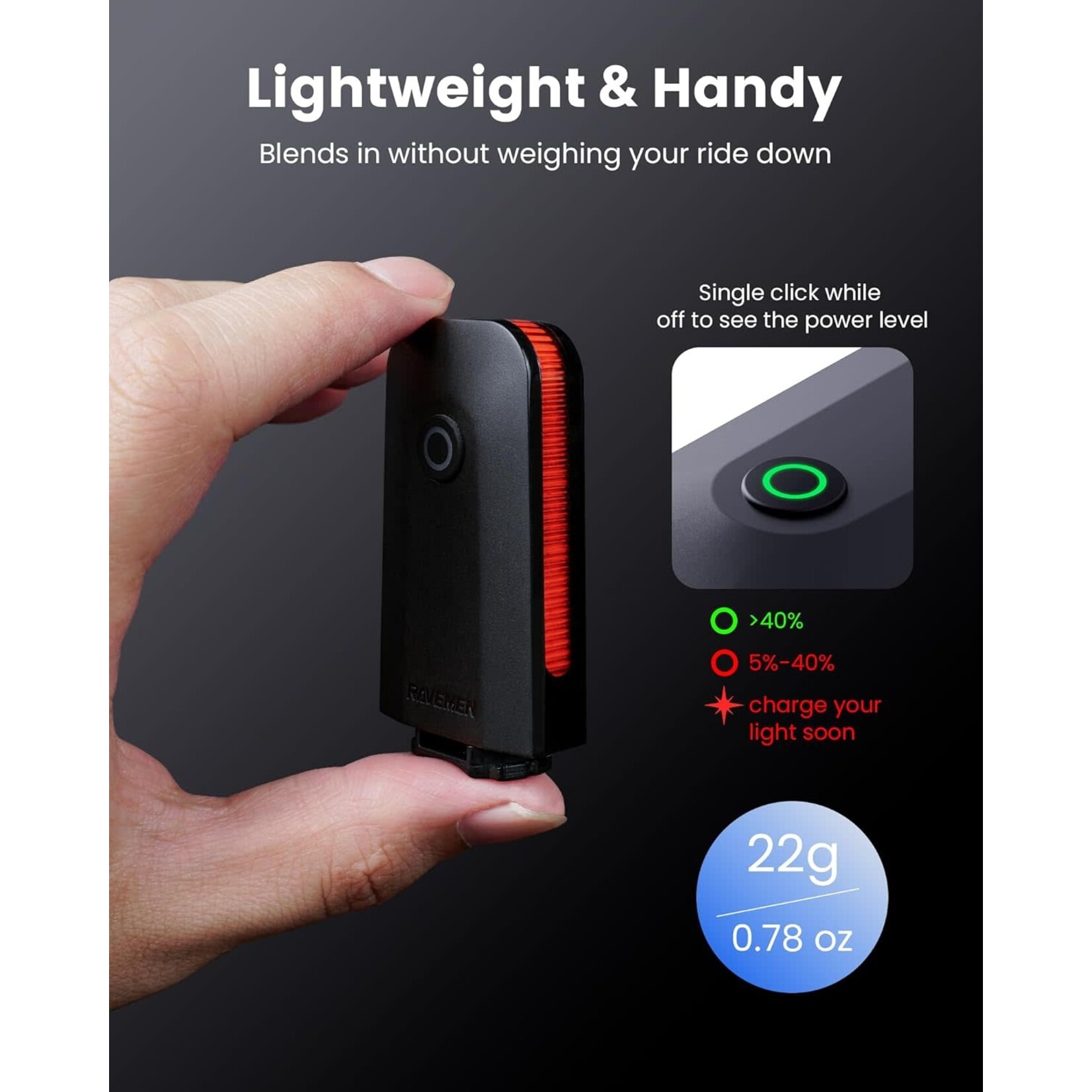 Ravemen RAVEMEN CL01 Bike Tail Light, 300° Wide-Angle Rear Bicycle Light