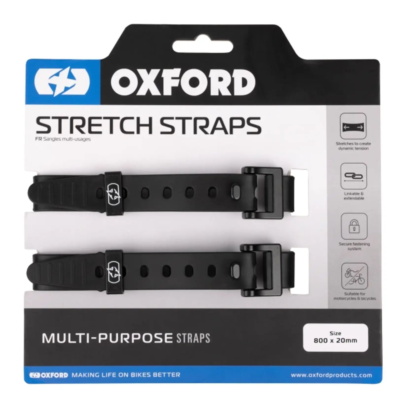 Oxford Oxford Stretch Straps 800 x 20mm (pair)