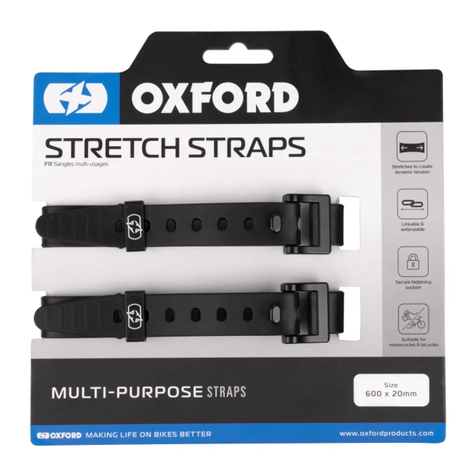 Oxford Oxford Stretch Straps 600 x 20mm (pair)