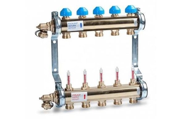 Thermrad Thermrad messing verdeler 9 groepen zonder pomp