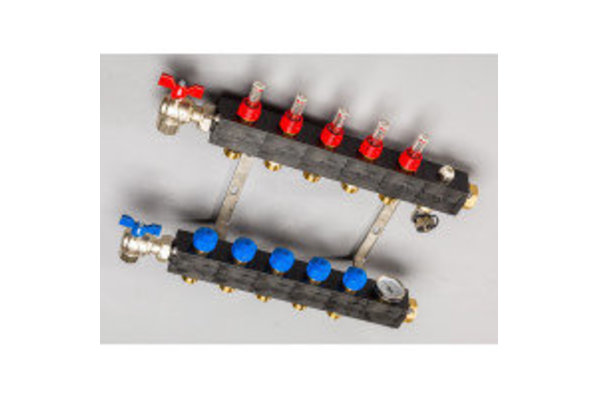 Vloerverwarming set voor warmtepomp met Top-Flow verdeler inclusief noppenplaat - 8 groepen