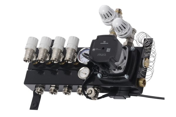 ThermoVloer Vloerverwarming set voor stadsverwarming met Top-Flow verdeler inclusief noppenplaat - 4 groepen